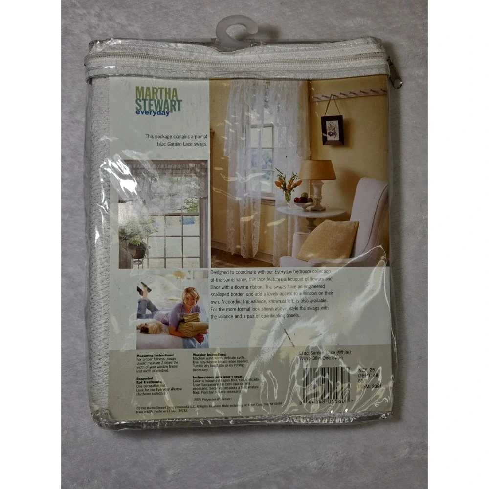 Vtg NEW 1998 Martha Stewart Lilac Garden Lace Swags 72